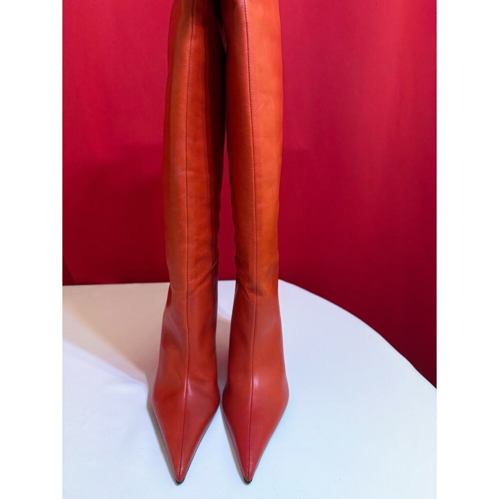 Sz 9 ❤️ Schutz Women’s Siena Knee Boot in Red Flame Genuine Leather Pointed Toe - Picture 5 of 14